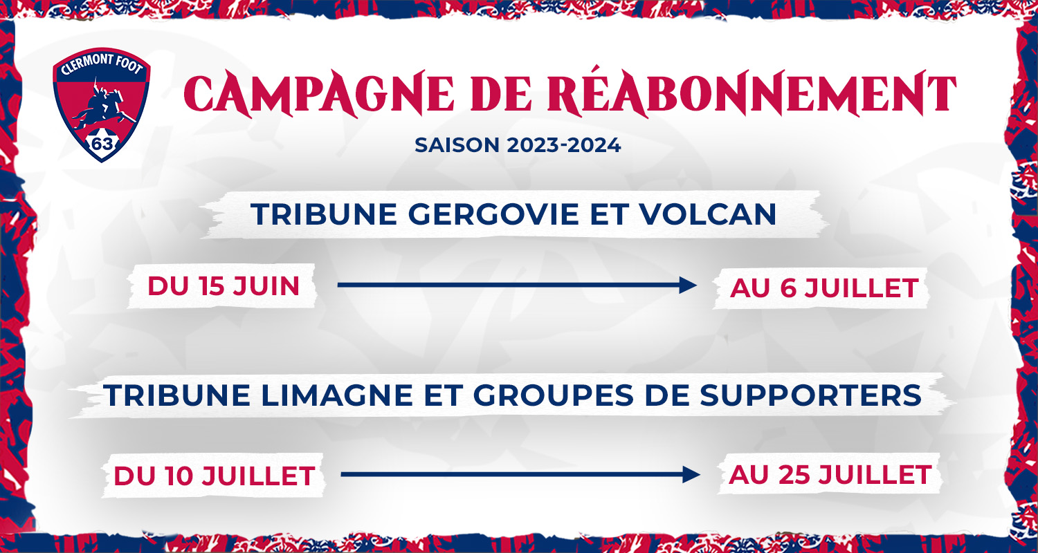 Réabonnements Groupes de Supporters | Clermont Foot 63